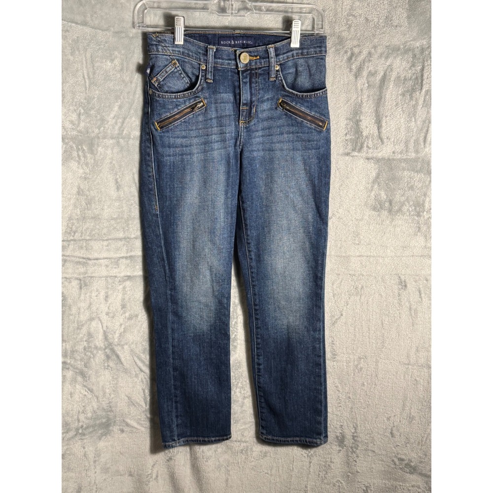 Rock & Republic Kendall Medium Wash Blue Cropped Jeans Size 2‎